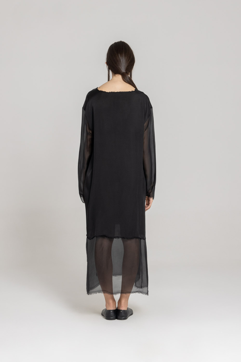 Sanctamuerte Abito V-Kleid Viskose-Satin Langarm