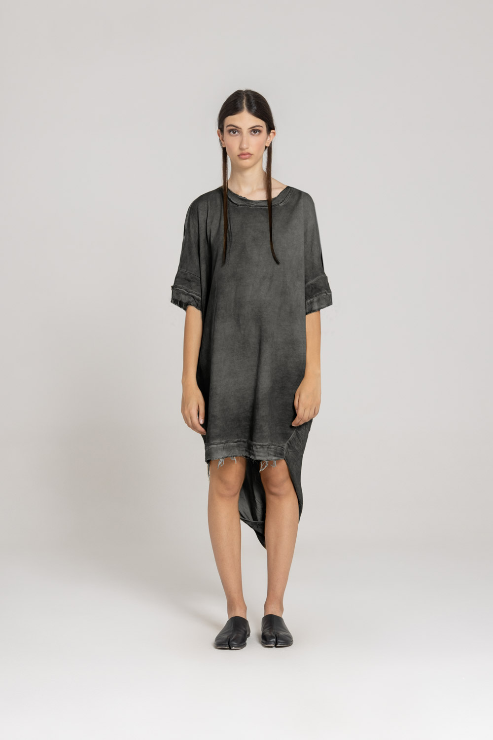 Sanctamuerte Abiti Midi Over Kleid Sweat Viskose-Satin