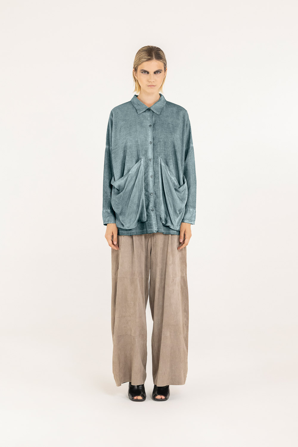 Sanctamuerte Over Boxy Bluse Musselin Taschen