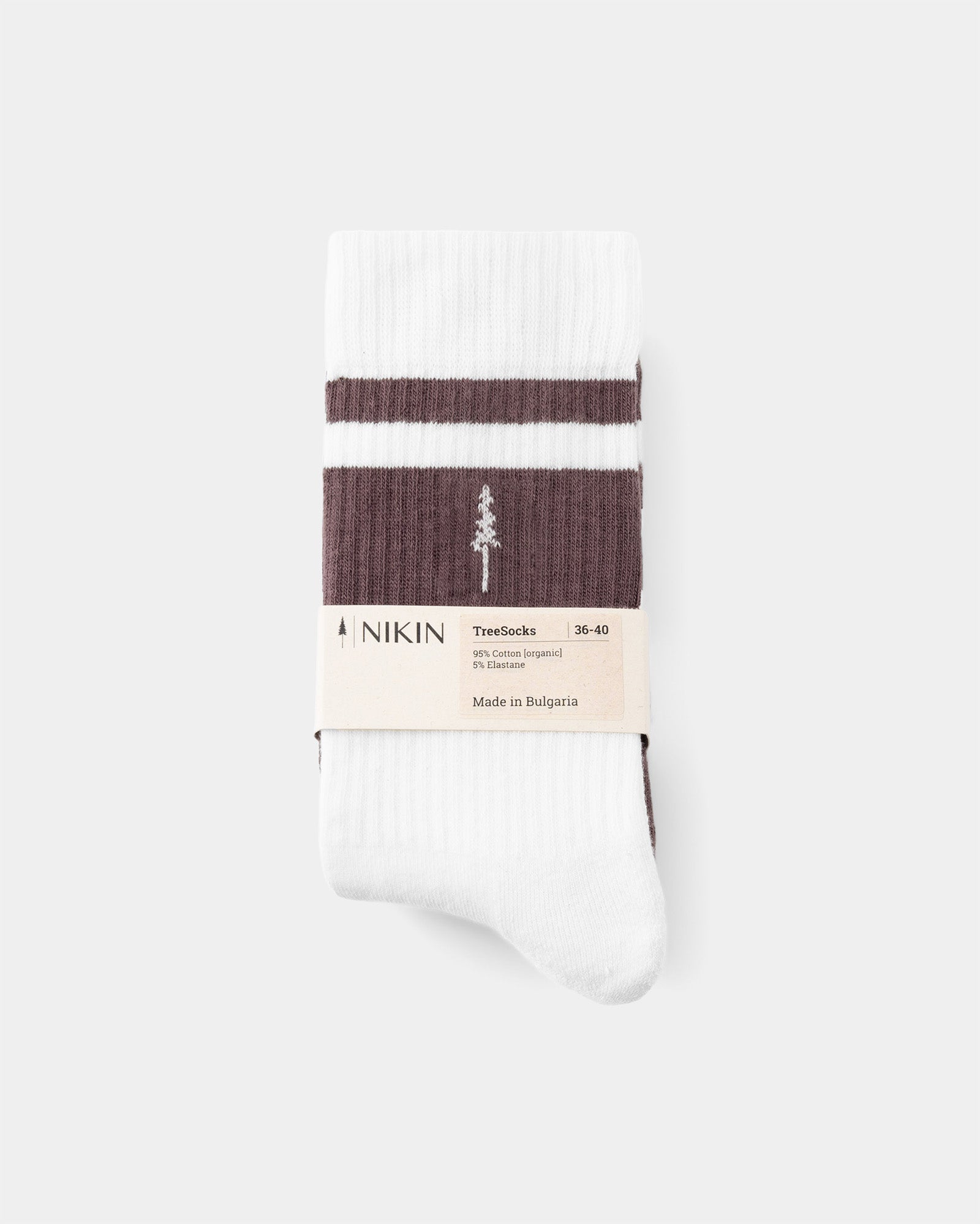 NIKIN TreeSocks Ribbed Striped Socken 2er-Pack Cocoa Bio