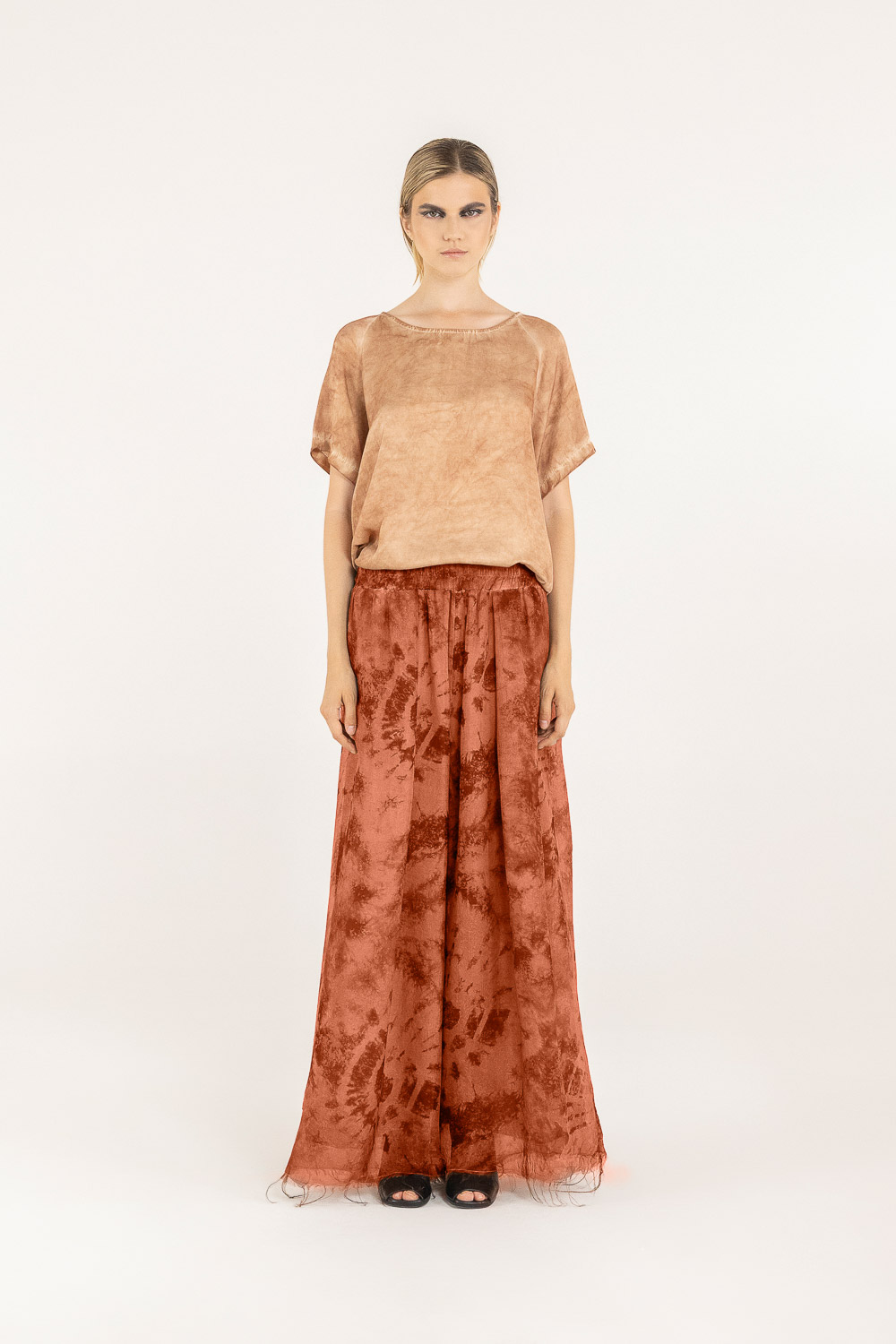 Sanctamuerte Pantaloni Palazzo Hose Tie-Dye Viskose-Seide