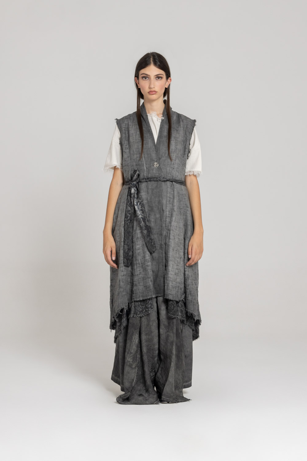 Sanctamuerte Capispalla Gilet Reversibile Weste Leinen Wende