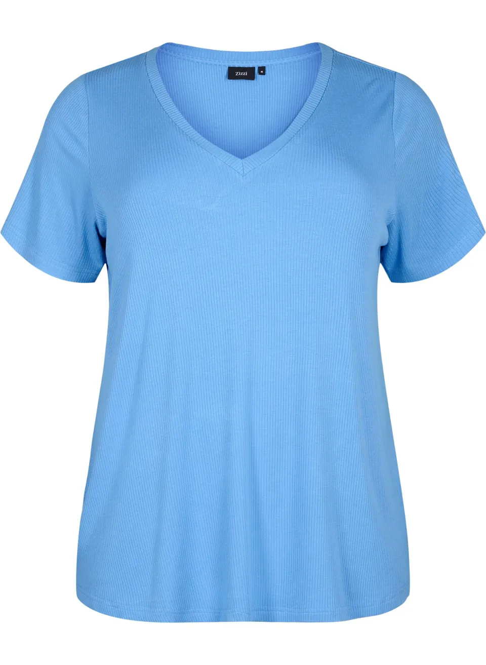 Zizzi T-Shirts T-Shirt Viskose Ripp V-Ausschnitt 42-60