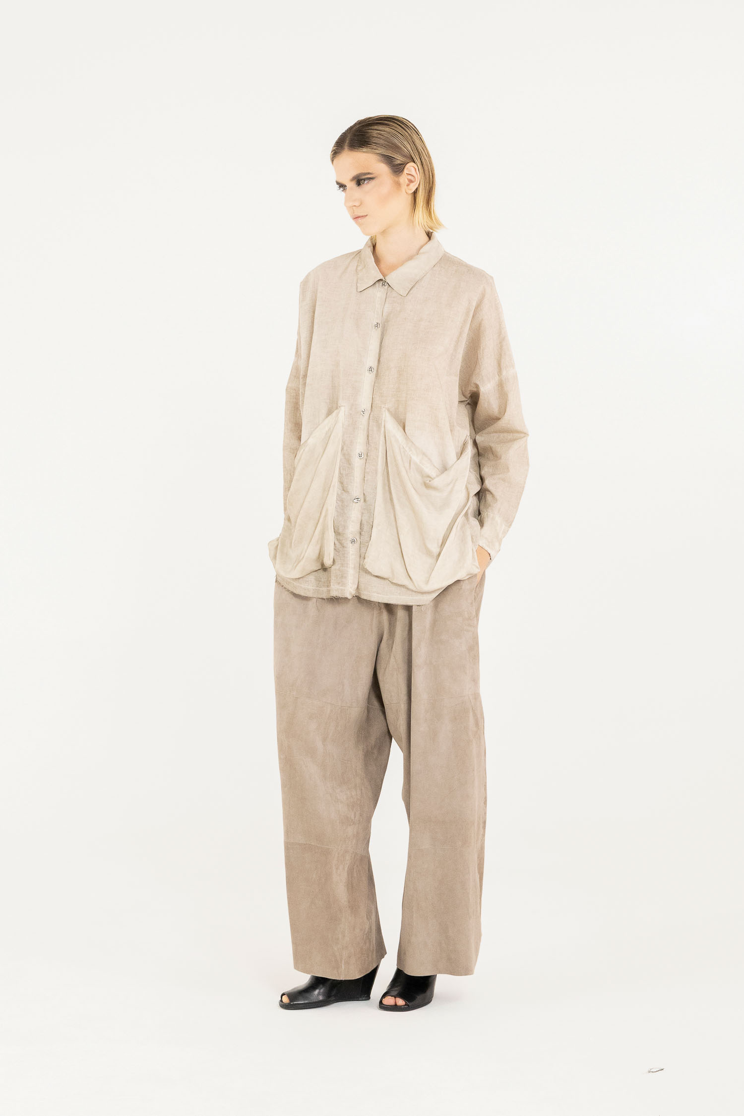 Sanctamuerte Over Boxy Bluse Musselin Taschen