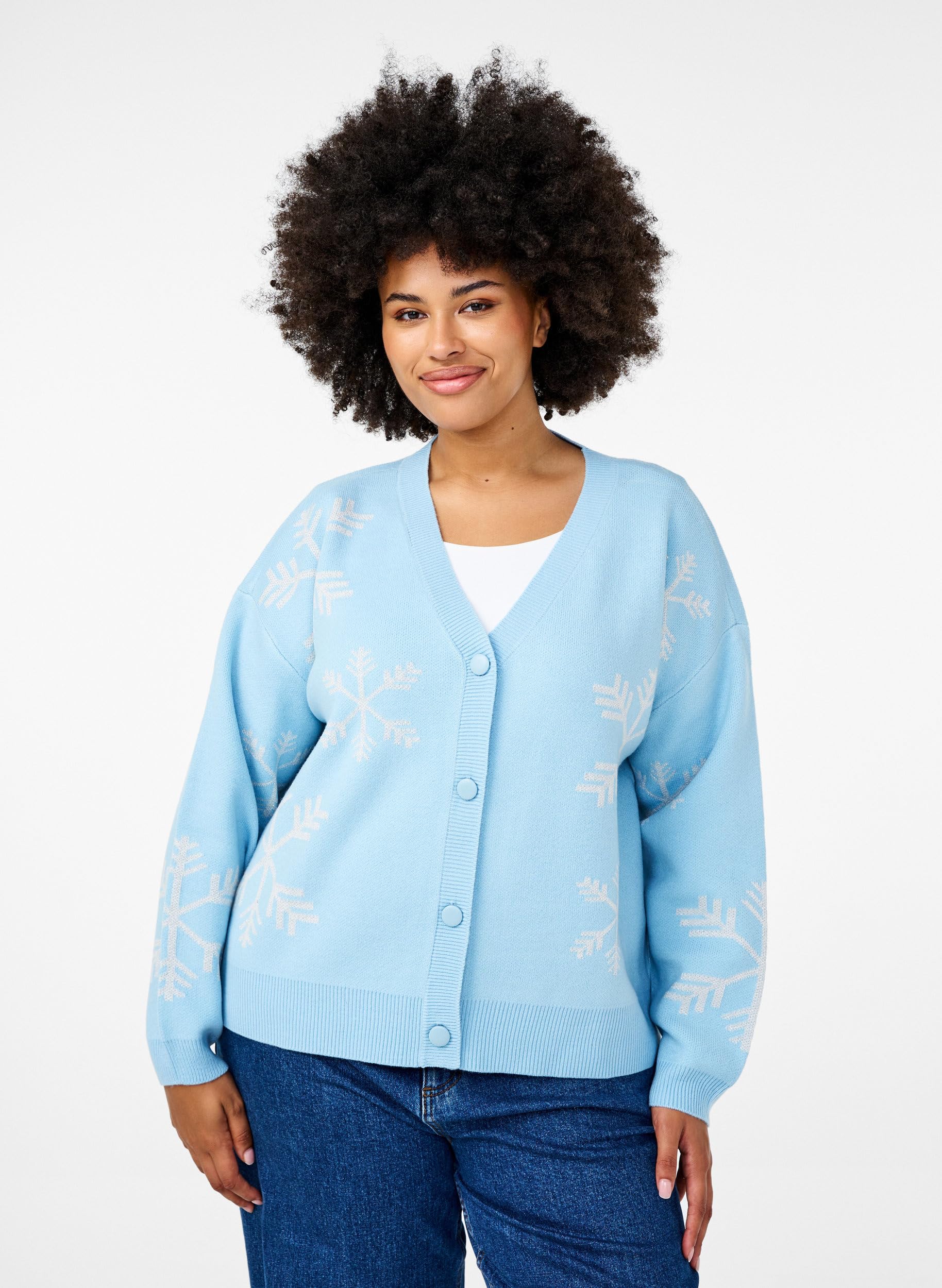 Zizzi Strickjacke Weihnachten Glitzer Knöpfe