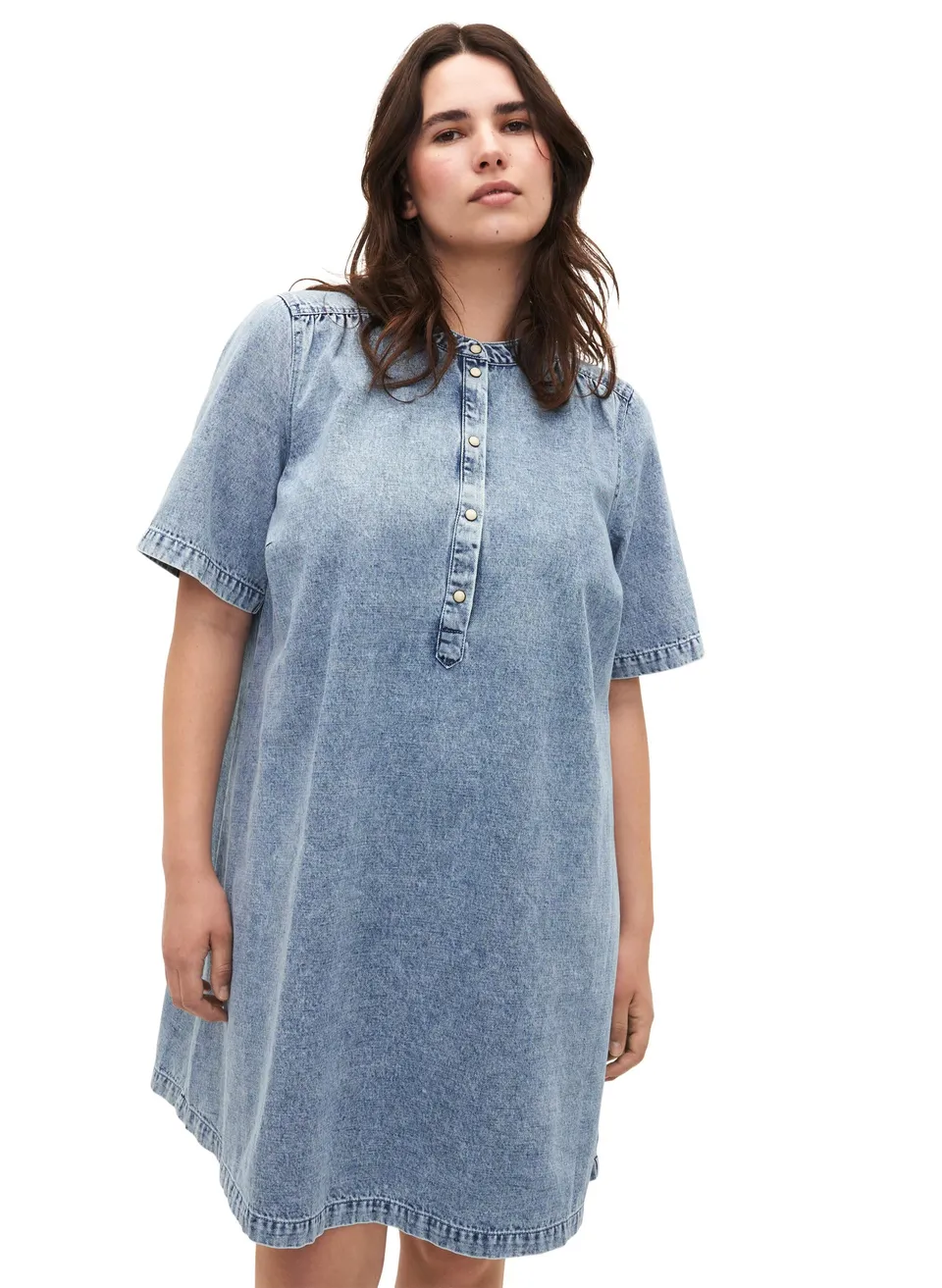Zizzi Dresses Kleid Denim Kurzarm Baumwolle 42-60
