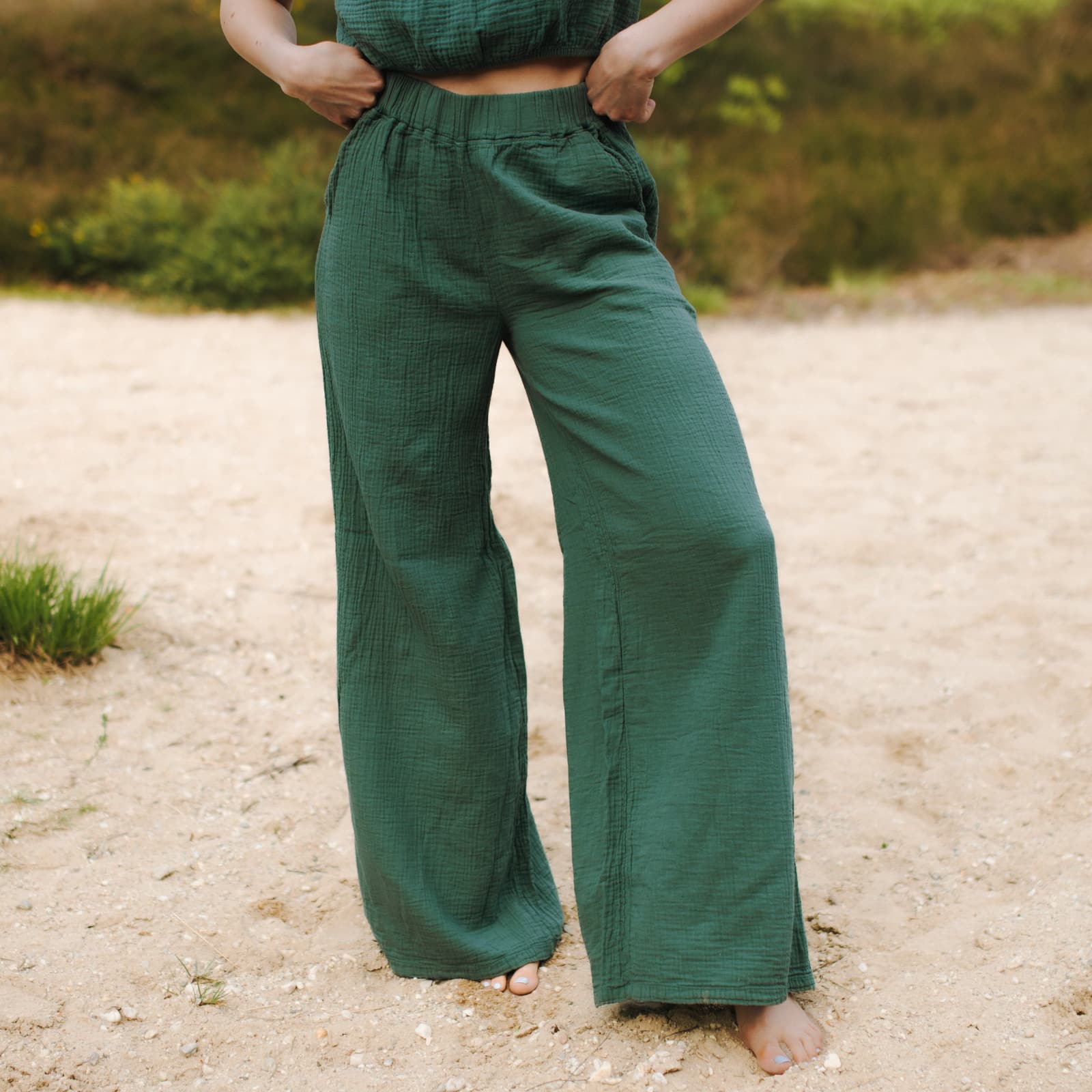 NORDLICHT Nilla Musselin Palazzo Hose High Waist Bio