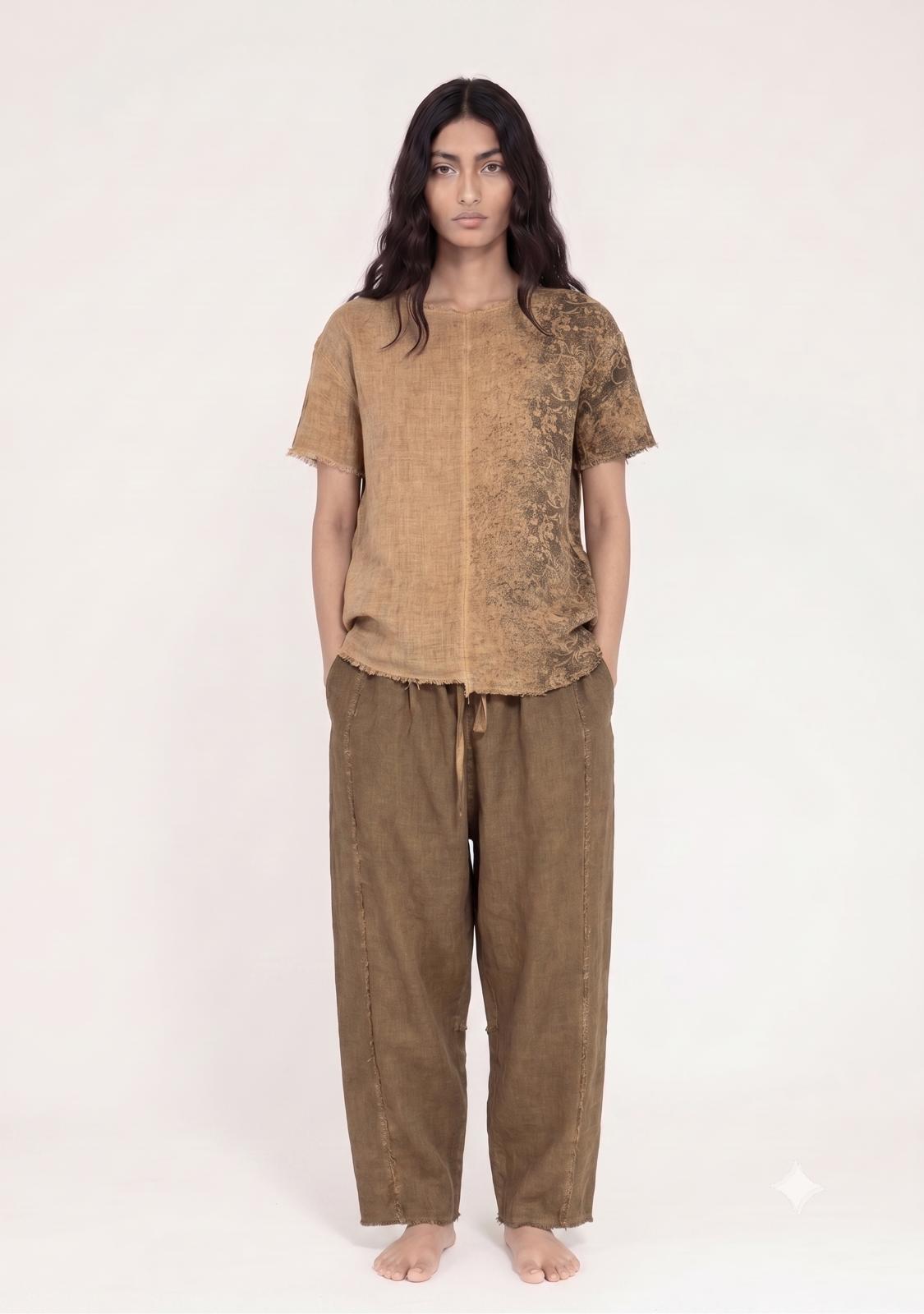 Sanctamuerte T-Shirt Leinen semi-oversize Degradé-Verlauf