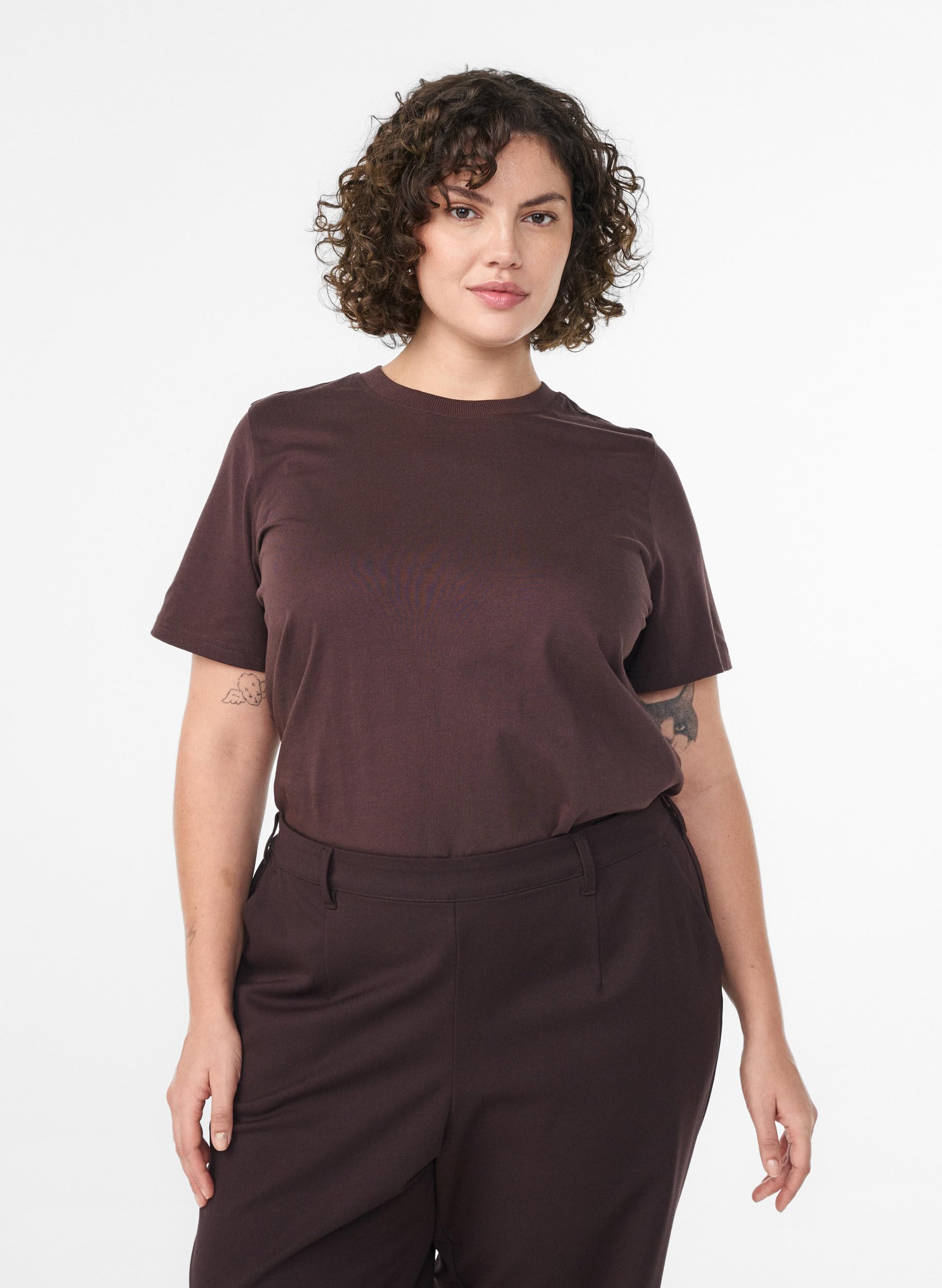 ZIZZI T-Shirt Baumwolle Kurzarm Gr 50-52 Schwarz Shirt