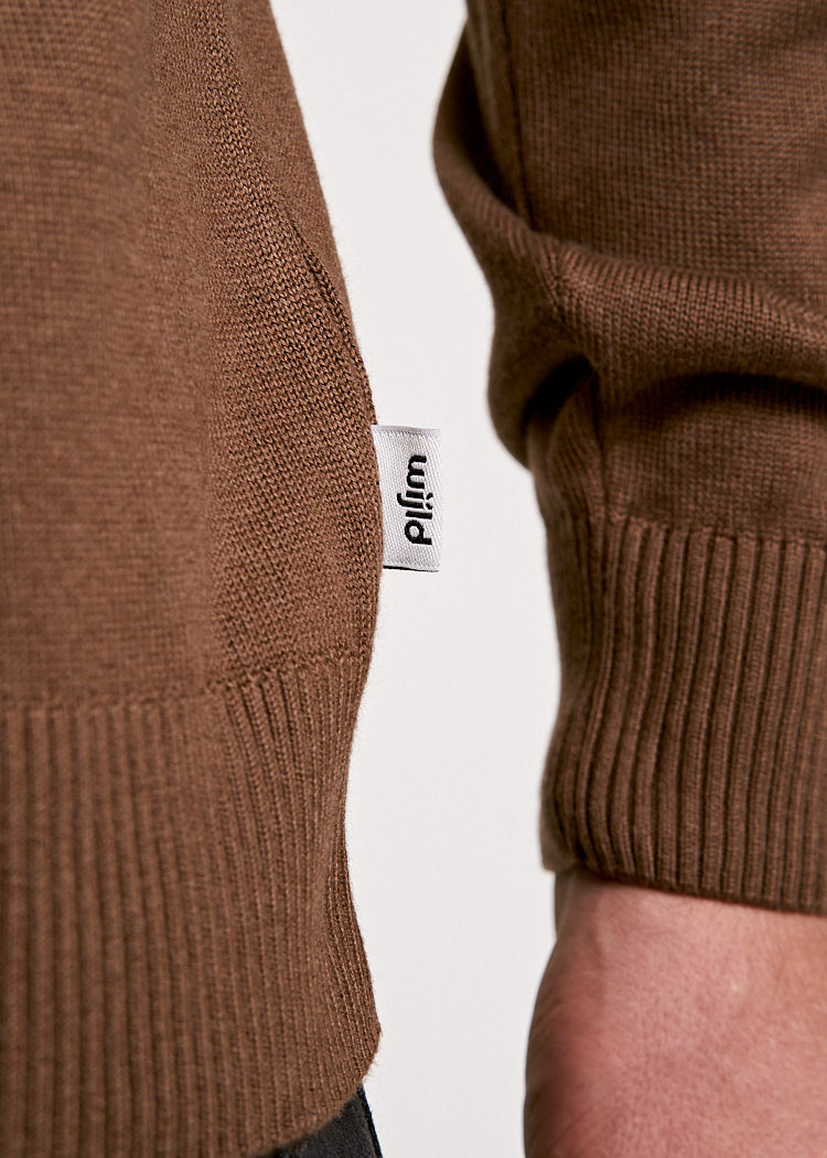 Wijld Rain Drum Strickpullover Herren Feinstrick aus Holz