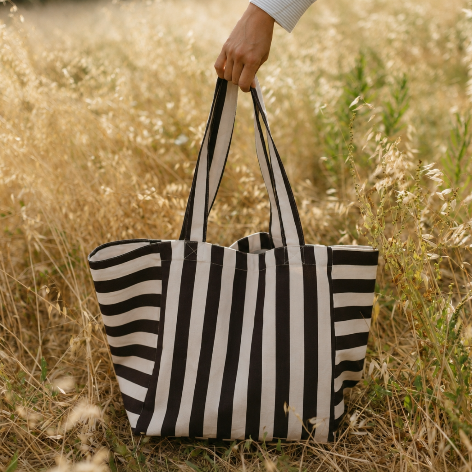 NORDLICHT Kiki Shopper Streifen Braun Bio-Baumwolle