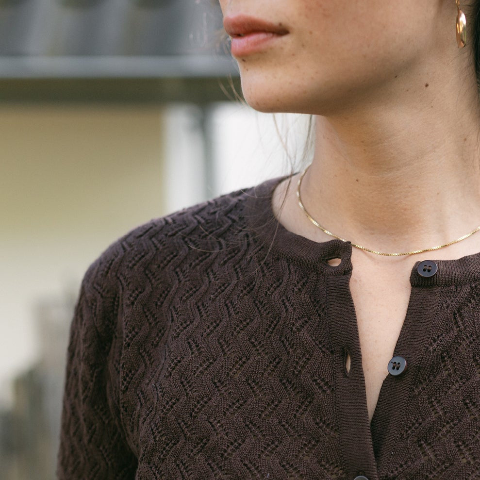 Nordlicht Rieke Pointelle Strickjacke Braun Bio-Baumwolle
