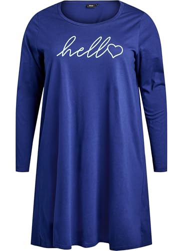 Zizzi Nachthemd Damen Bio-Baumwolle Langarm Gr. 42-60