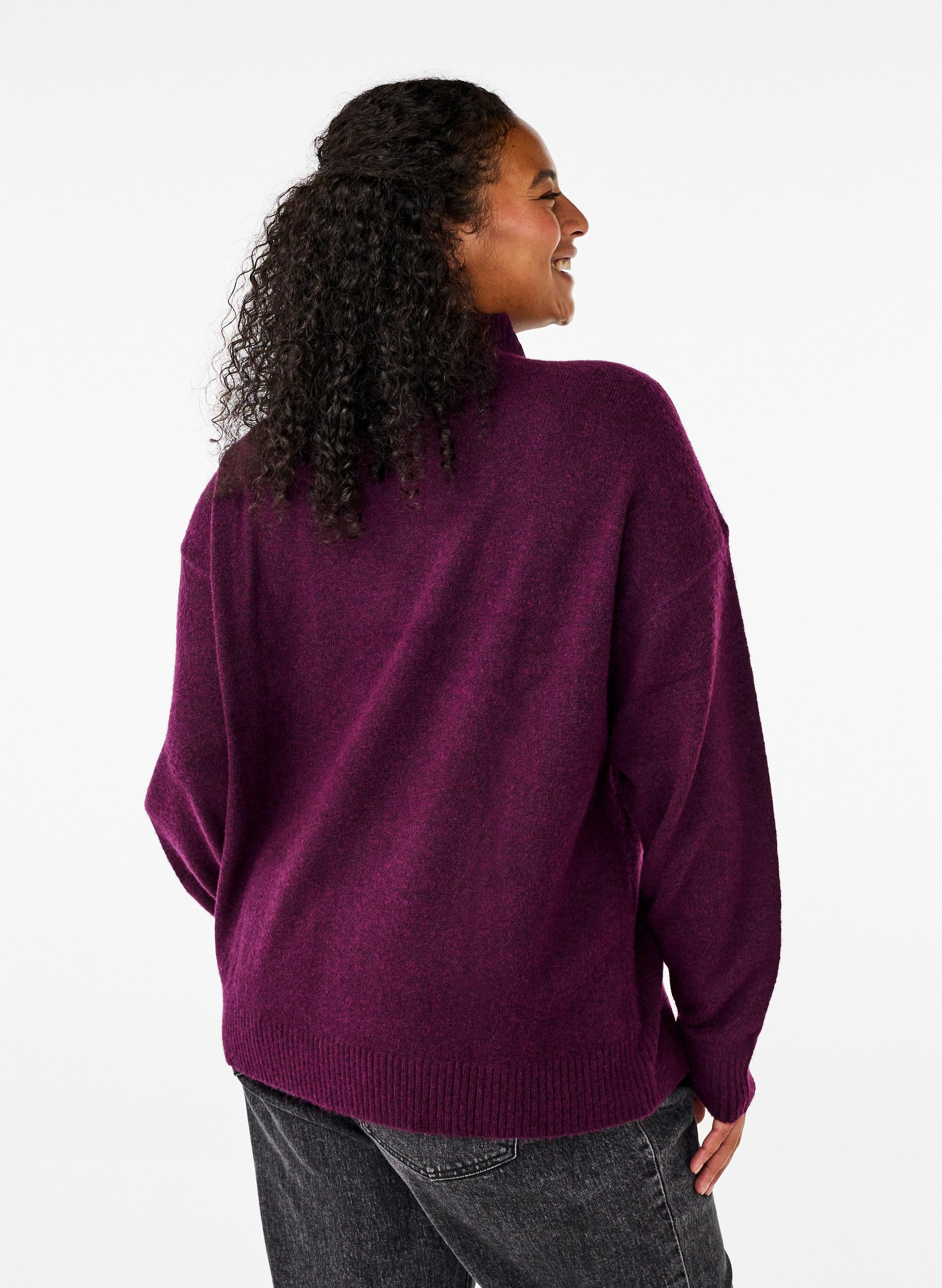 Zizzi Strickbluse Wolle Langarm Hoher Hals Große Größen