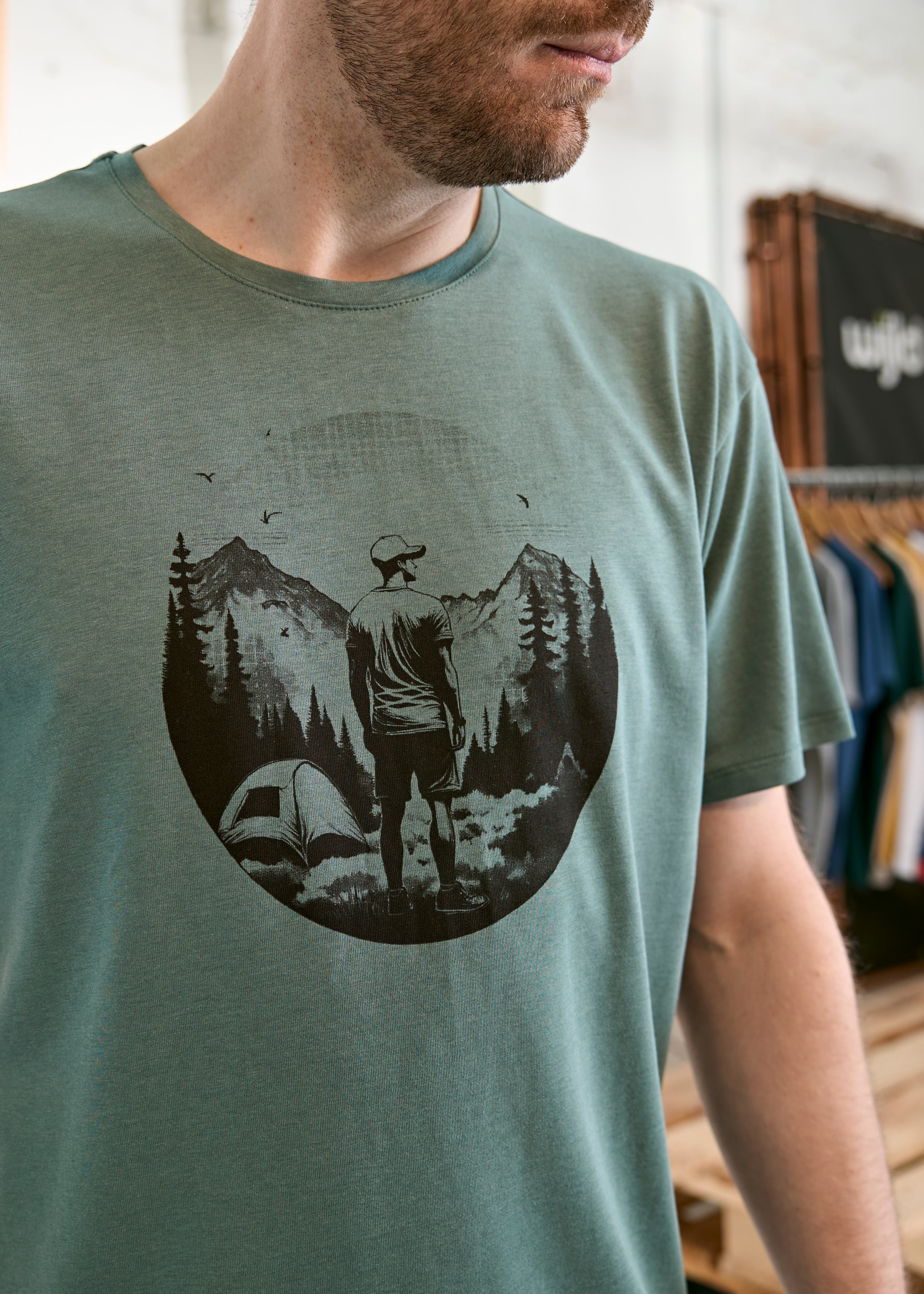 Wijld WoodShirt Timo Herren T-Shirt Camper Print Holz