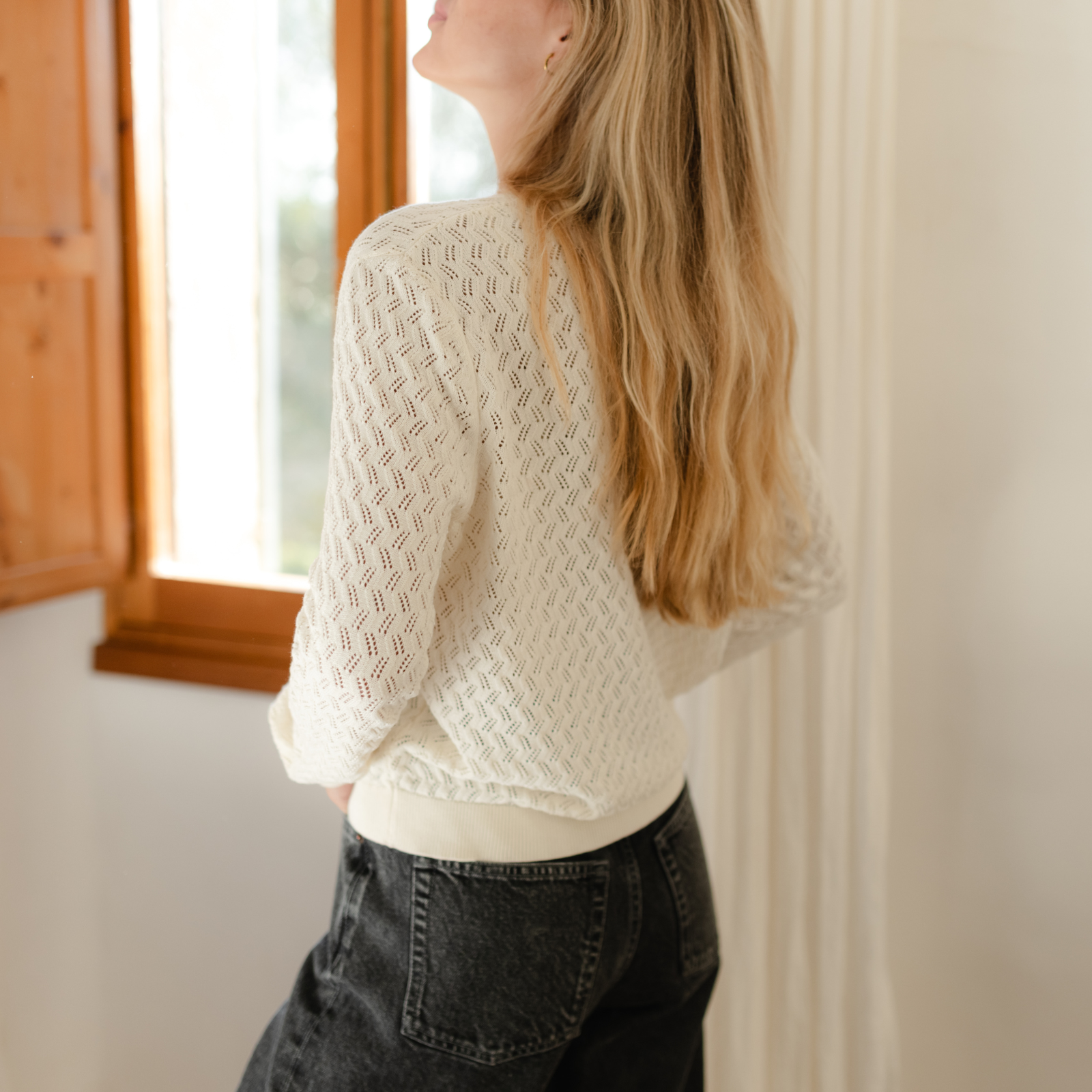 NORDLICHT Strickjacken Rieke Cardigan weiß Pointelle