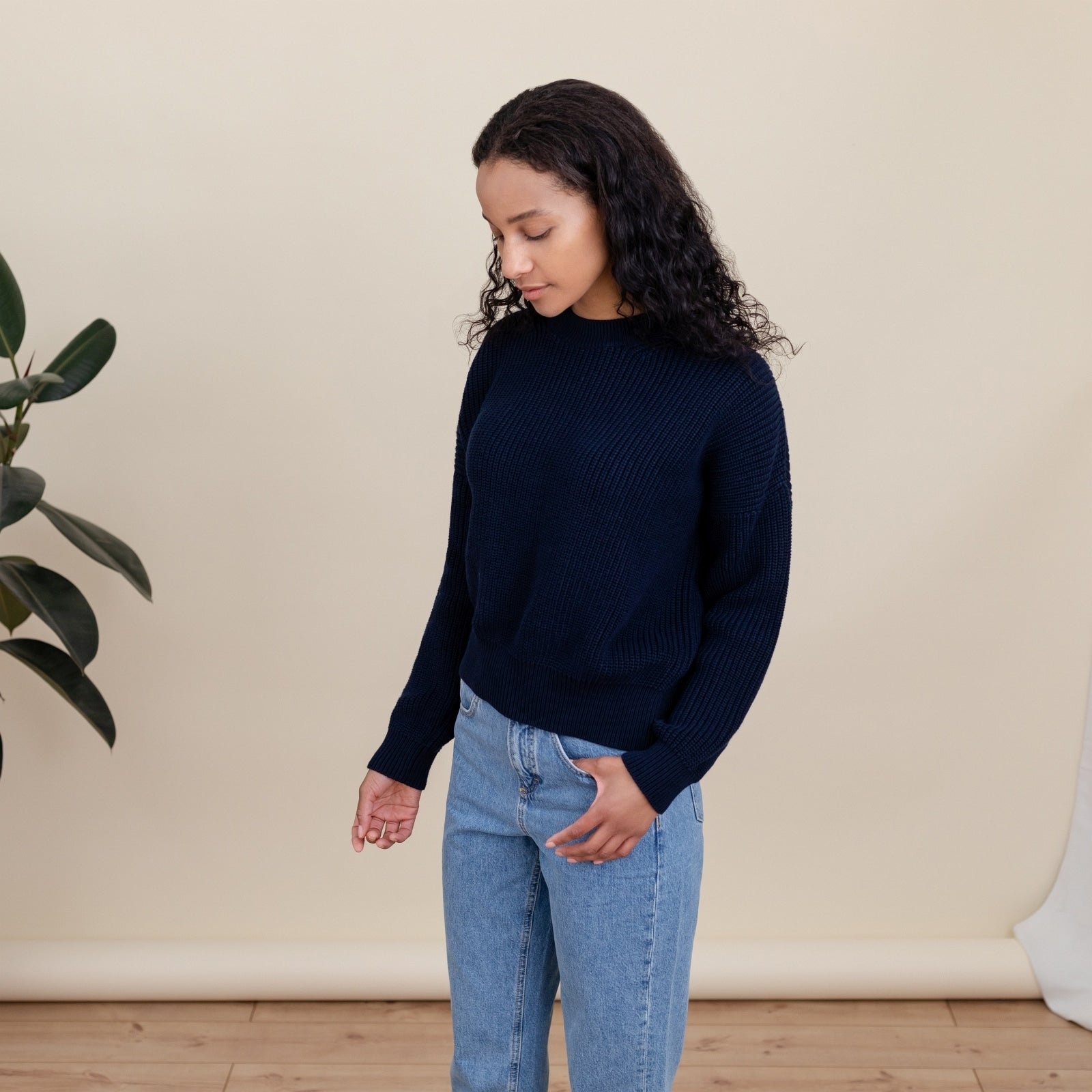 NORDLICHT Pullover Mara Grobstrickpullover Marineblau Bio