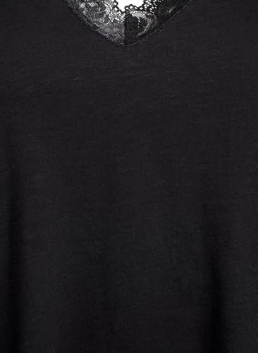 Zizzi T-Shirt Damen Baumwolle V-Ausschnitt Spitze große Größen