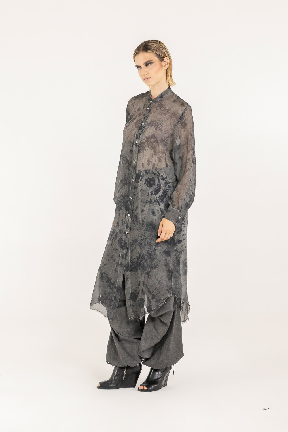 Sanctamuerte Abiti Chemisier Hemdkleid Tie Dye