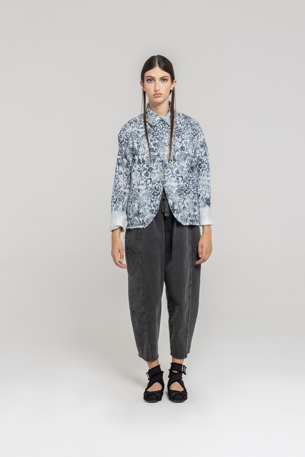 Sanctamuerte Capispalla Blazer Over Blazer Barockmuster Tencel