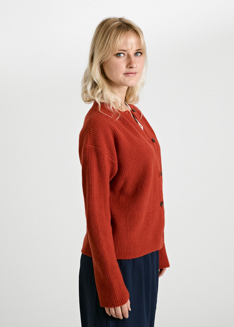 Wijld Alva Strick-Cardigan Wolle Tabasco