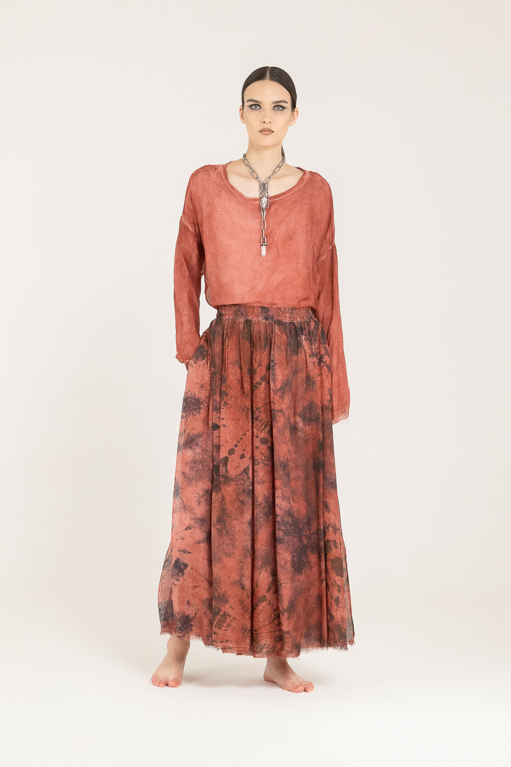Sanctamuerte Gonne Rock Tie-Dye Viskose-Seide