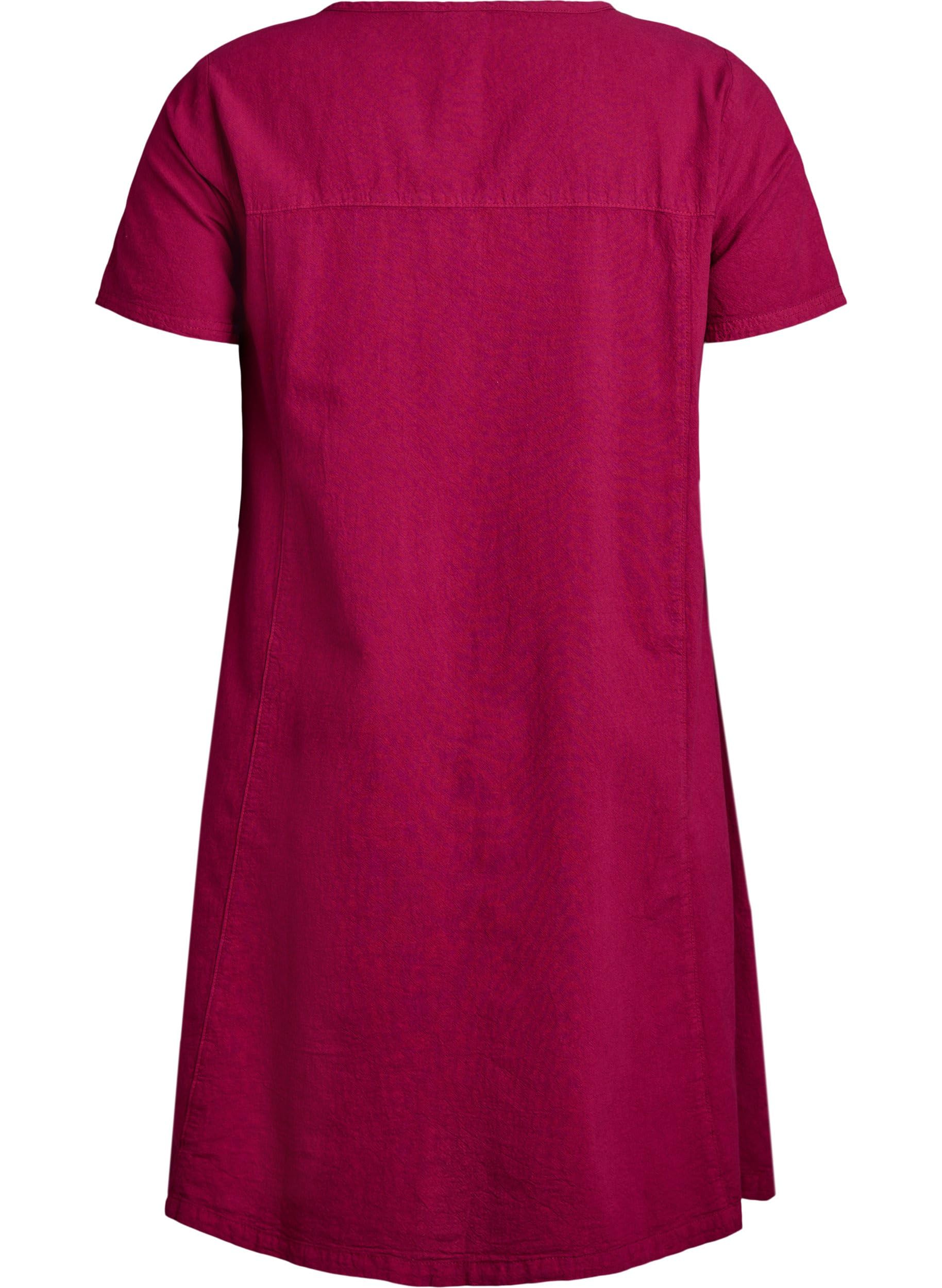 Zizzi Kleid Baumwolle Kurzarm V-Ausschnitt Große Größen