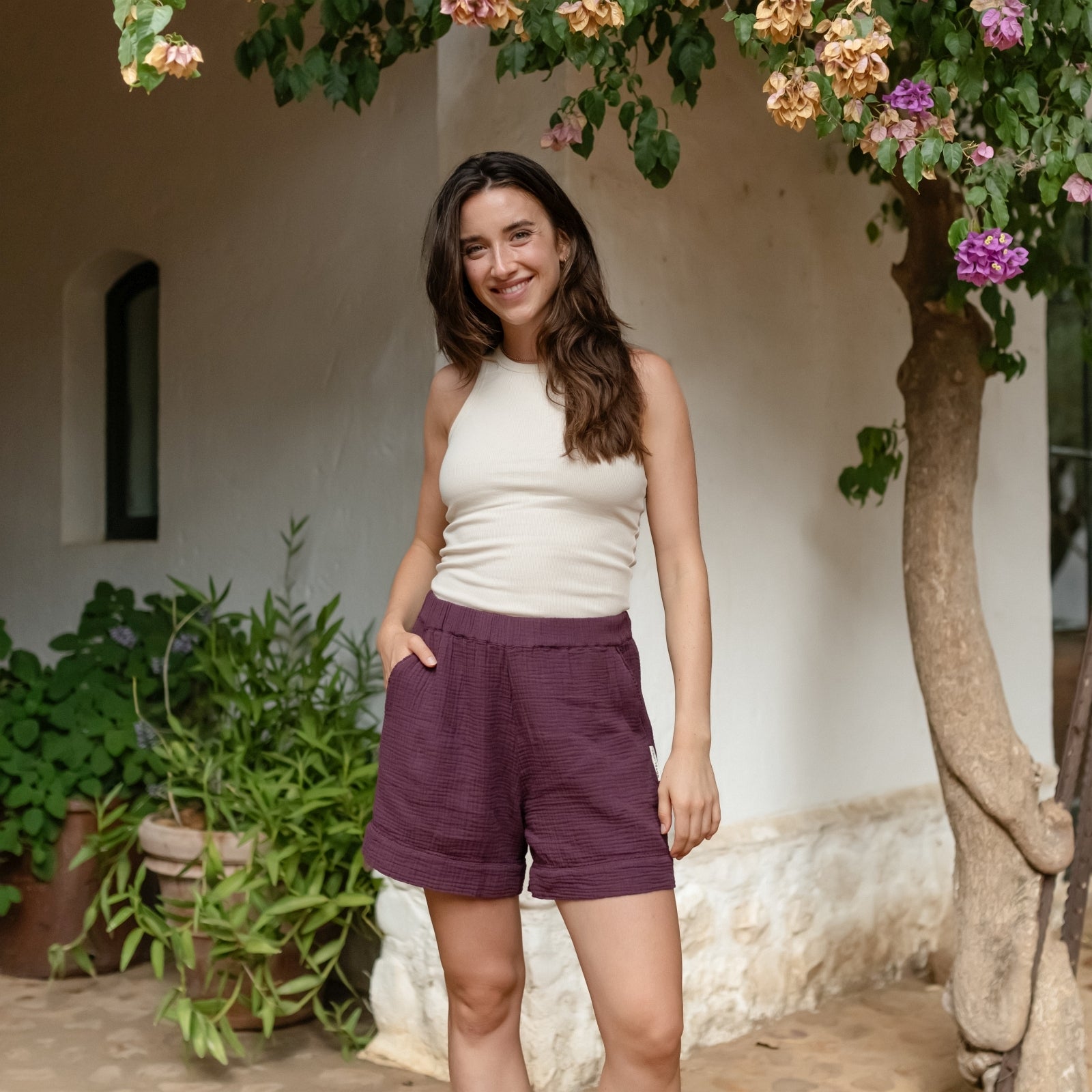 NORDLICHT Henja Musselin Shorts Bio-Baumwolle Rot