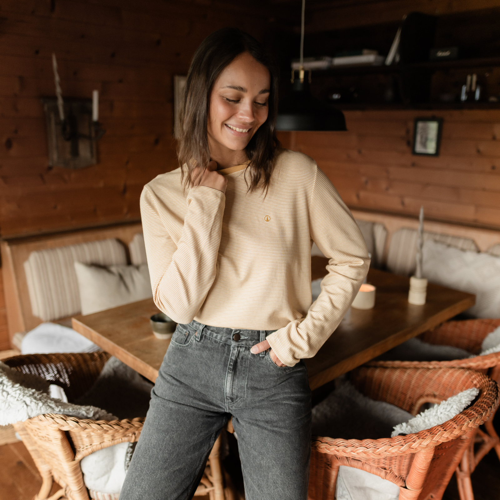 NORDLICHT Alva Oversize Langarmshirt Gelb M Bio-Baumwolle
