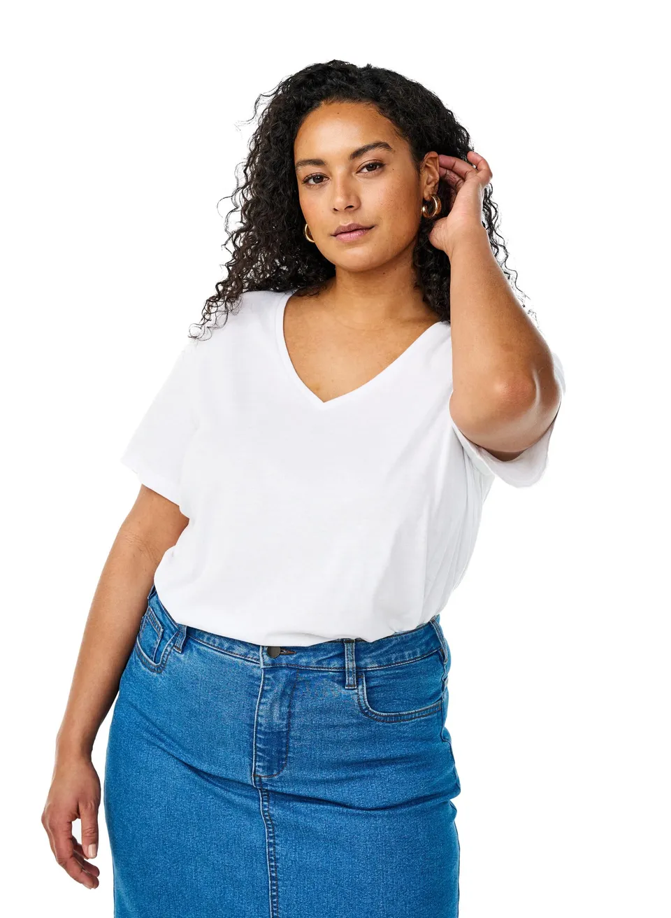 Zizzi Flash by T-Shirt V-Ausschnitt 2er-Pack Große Größen