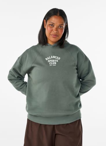Zizzi Active Hoodie Baumwolle Raglan Brustprint Große Größen