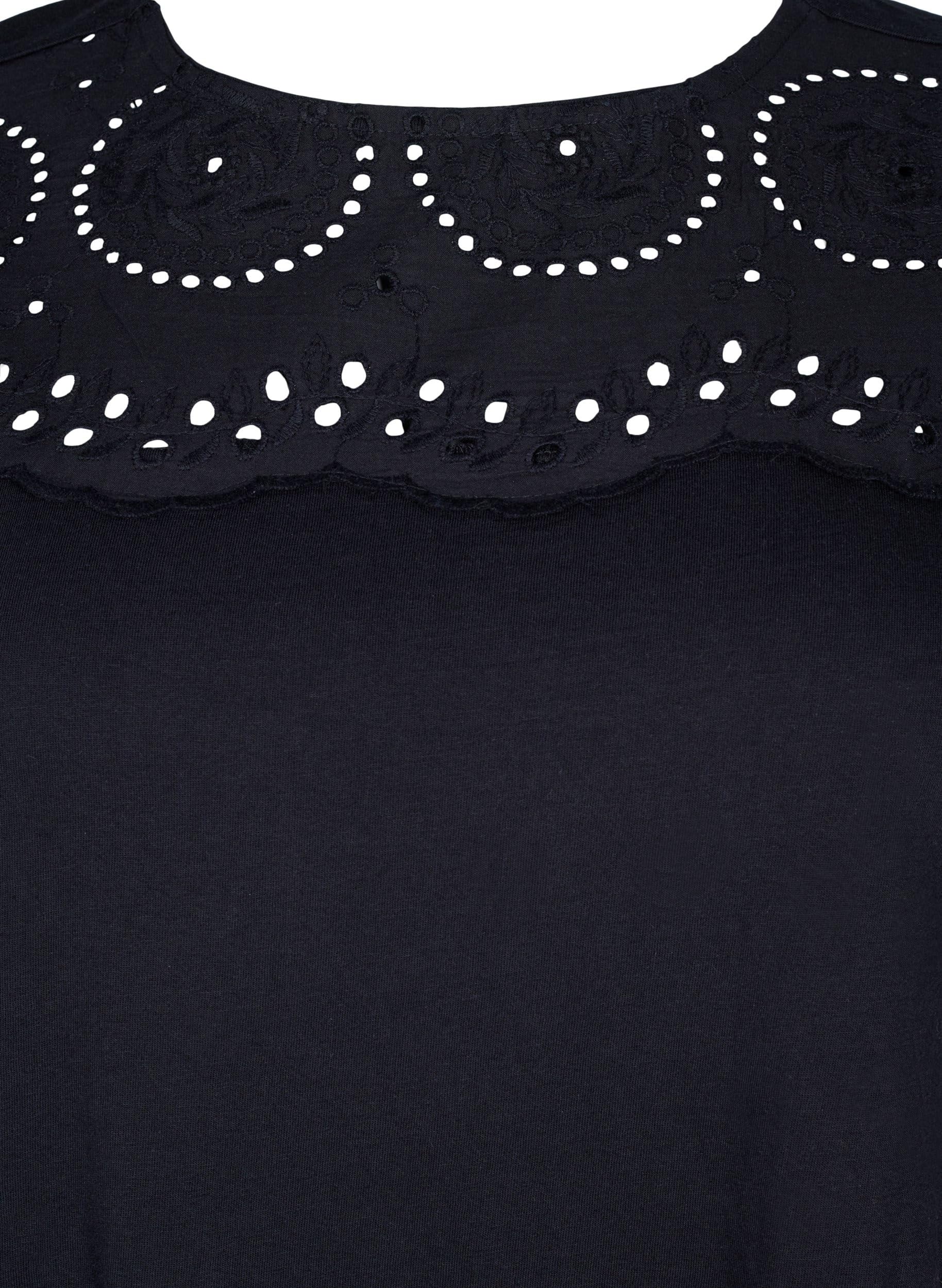 Zizzi T-Shirt Bio-Baumwolle Lochstickerei Rundhals Gr.42-60