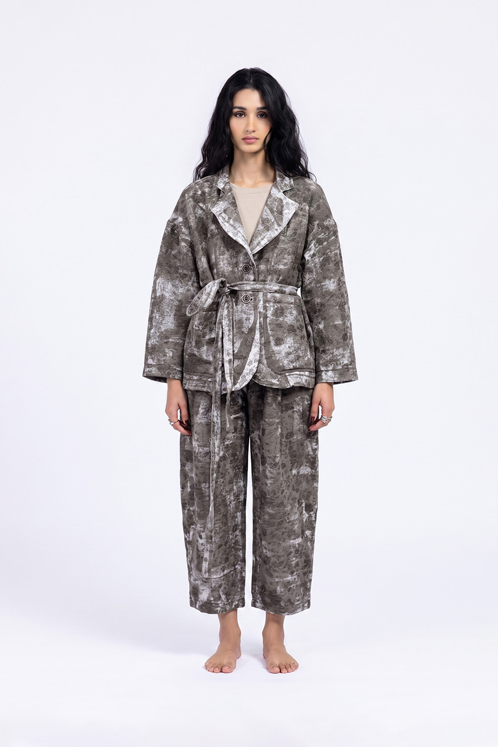 Sanctamuerte Capispalla Boxy Jacke Jacquard Gürtel