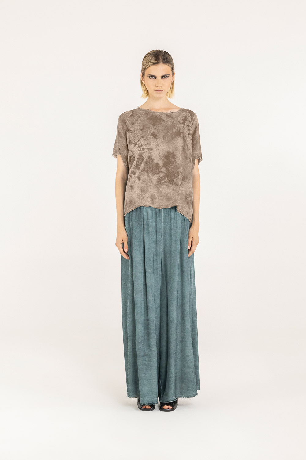 Sanctamuerte T-Shirt Boxy Tshirt Viskose-Satin Tie-Dye