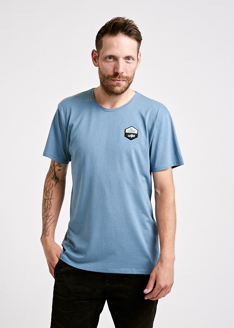 Wijld Alex Woodshirt T-Shirt Herren Blue Mountains Print