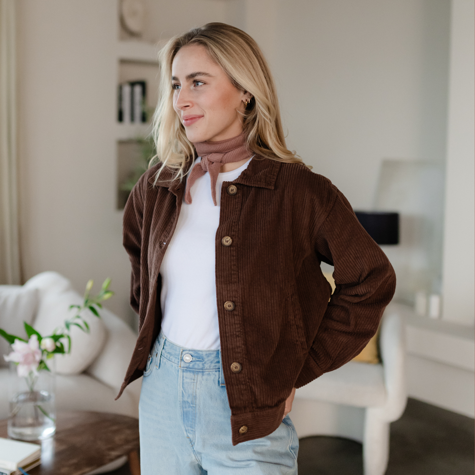 Nordlicht Silja Cordjacke Damen Braun Bio-Baumwolle locker