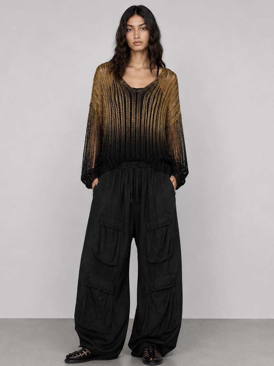 Sanctamuerte Maglieria Maxi Maglia Over Pullover V-Ausschnitt