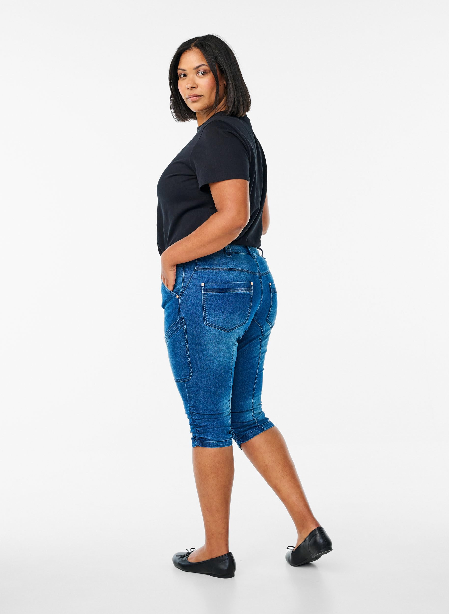 Zizzi Jeans Capri-Jeans Slim Fit 3/4 Dark Blue Denim Gr. 44