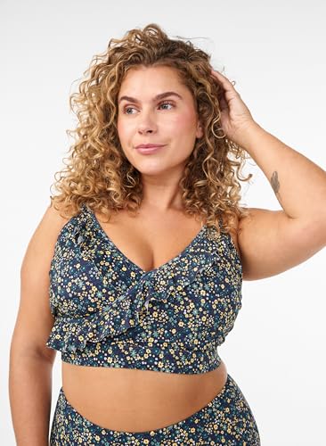 Swim by Zizzi Bikini Top Blumen Rüschen Große Größen