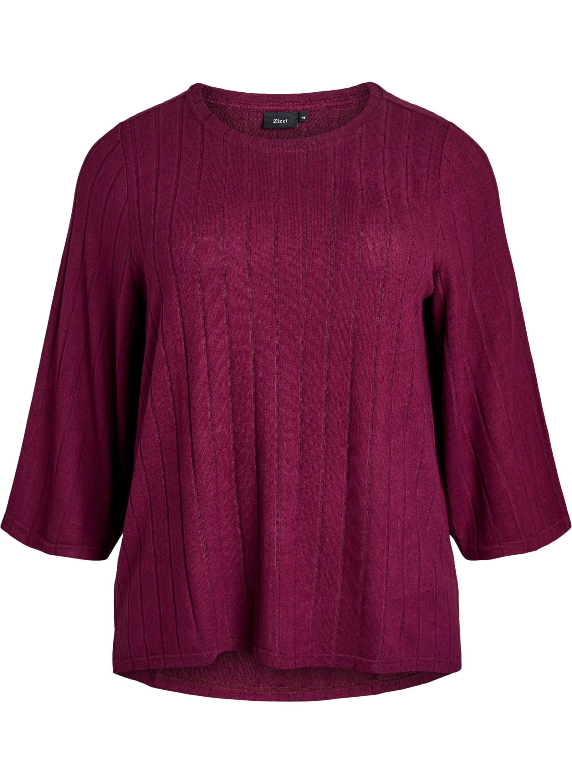 Zizzi Bluse 3/4-Ärmel Black Melange gestreift