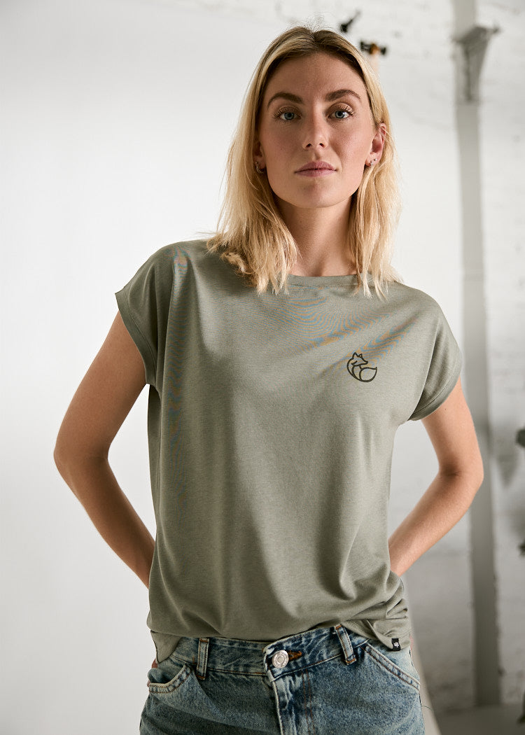 Wijld Elena Green Fox Damen T-Shirt Holzfaser