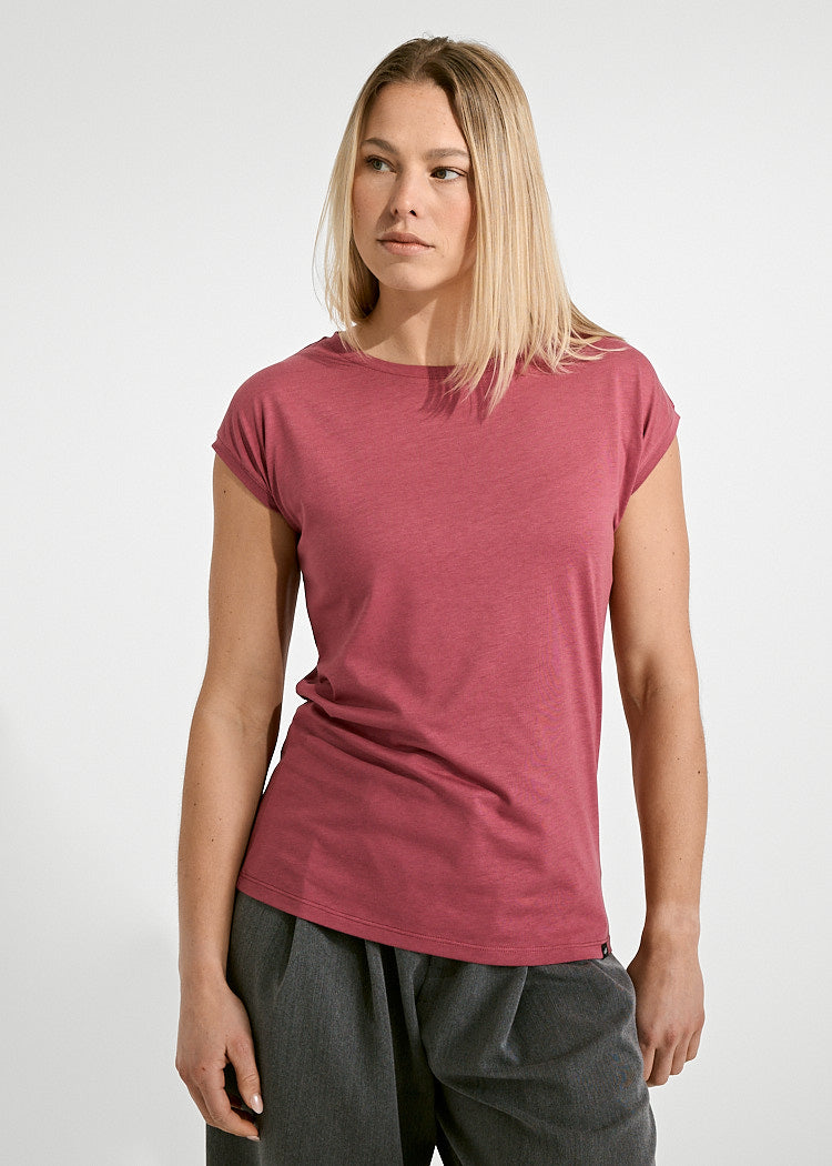 Wijld Woodshirt Elena Damen T-Shirt Earth Red lockerer Schnitt