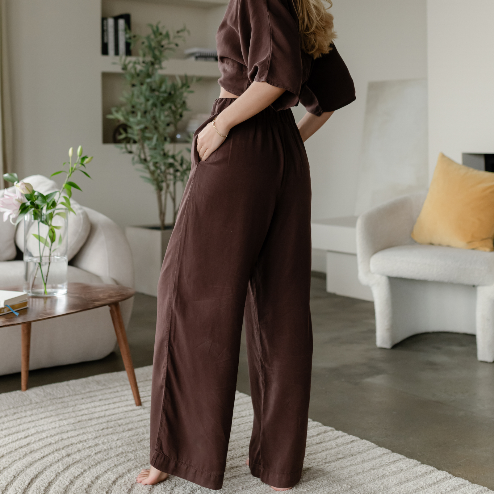 NORDLICHT Nora Palazzo Hose braun Tencel weit