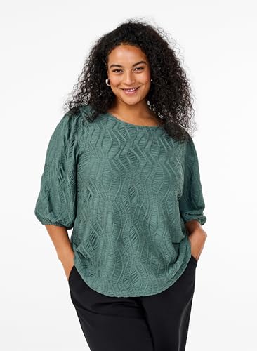 Zizzi Blouses Bluse Große Größen 42-60 3/4-Ärmel Textur