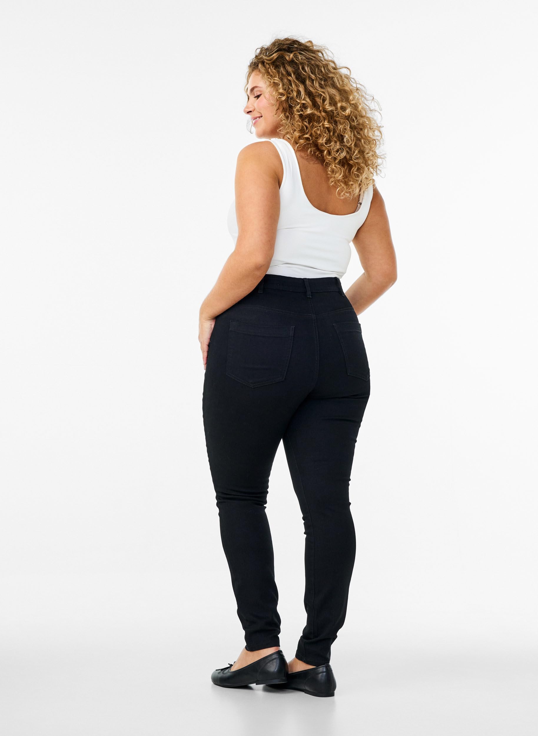 Zizzi Amy Jeans Extra Slim Hohe Taille Schwarz 50W/30L
