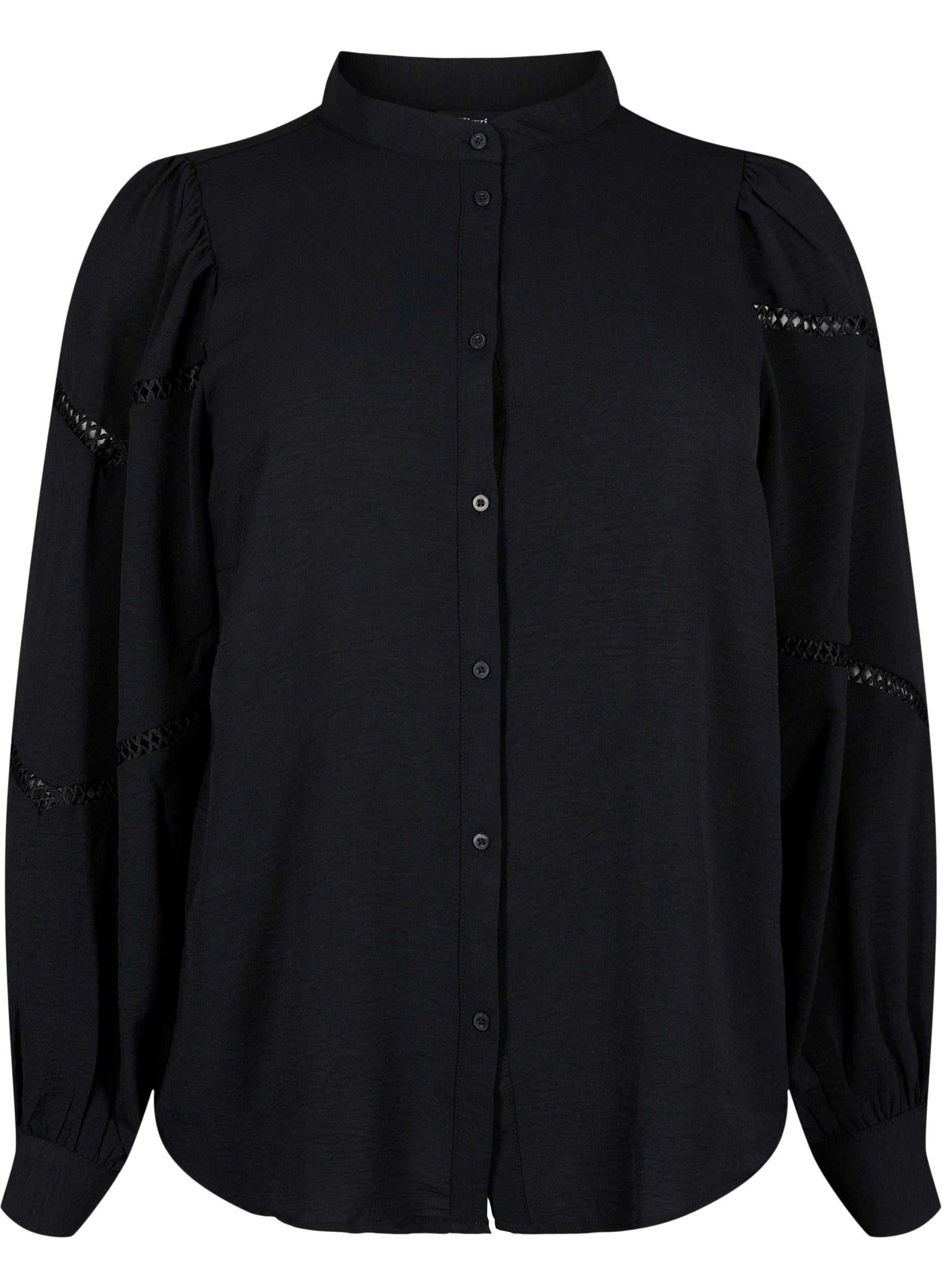 Zizzi Blouses & Shirts Hemdbluse Langarm Häkel Große Größen