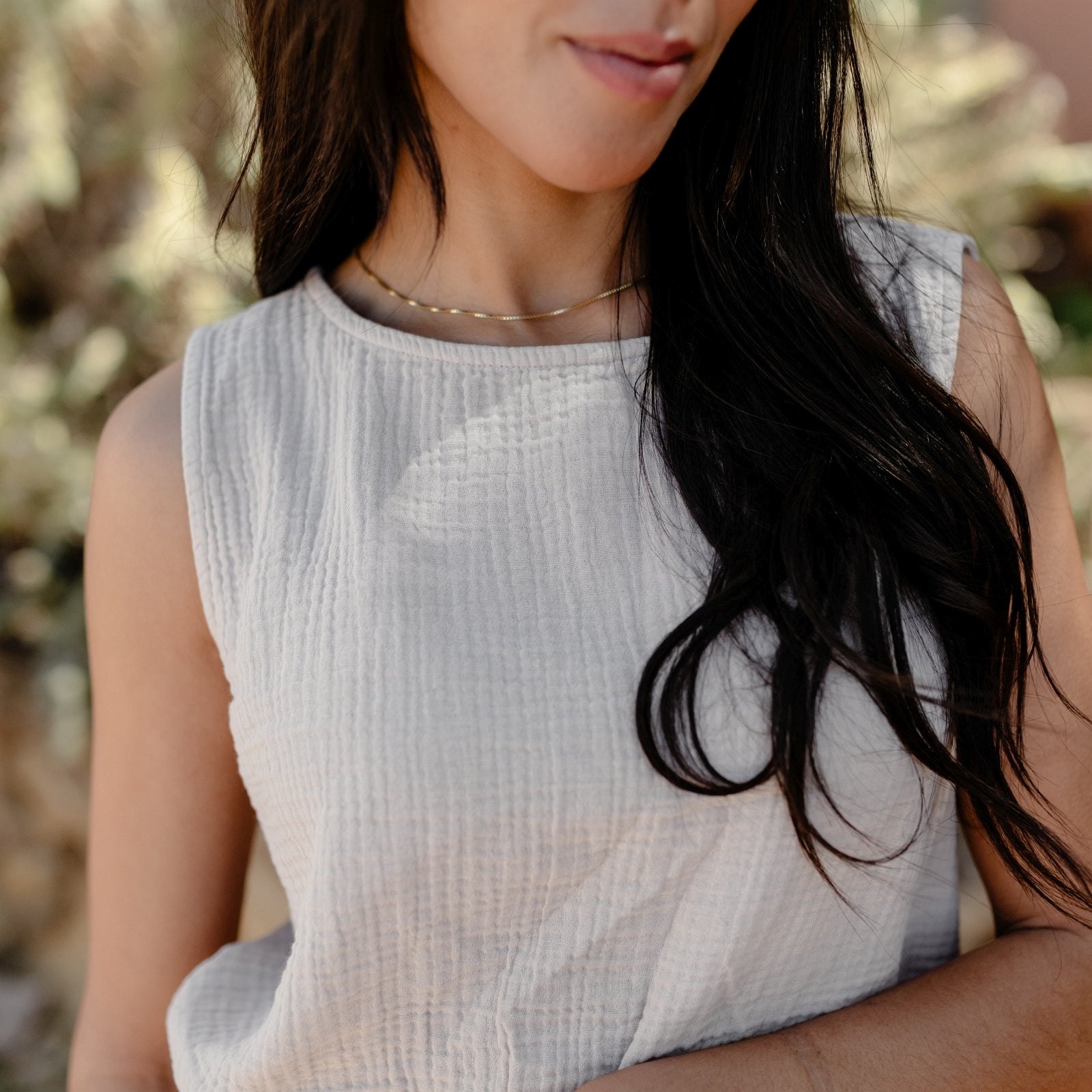 NORDLICHT Marie Musselin Crop Top Natur