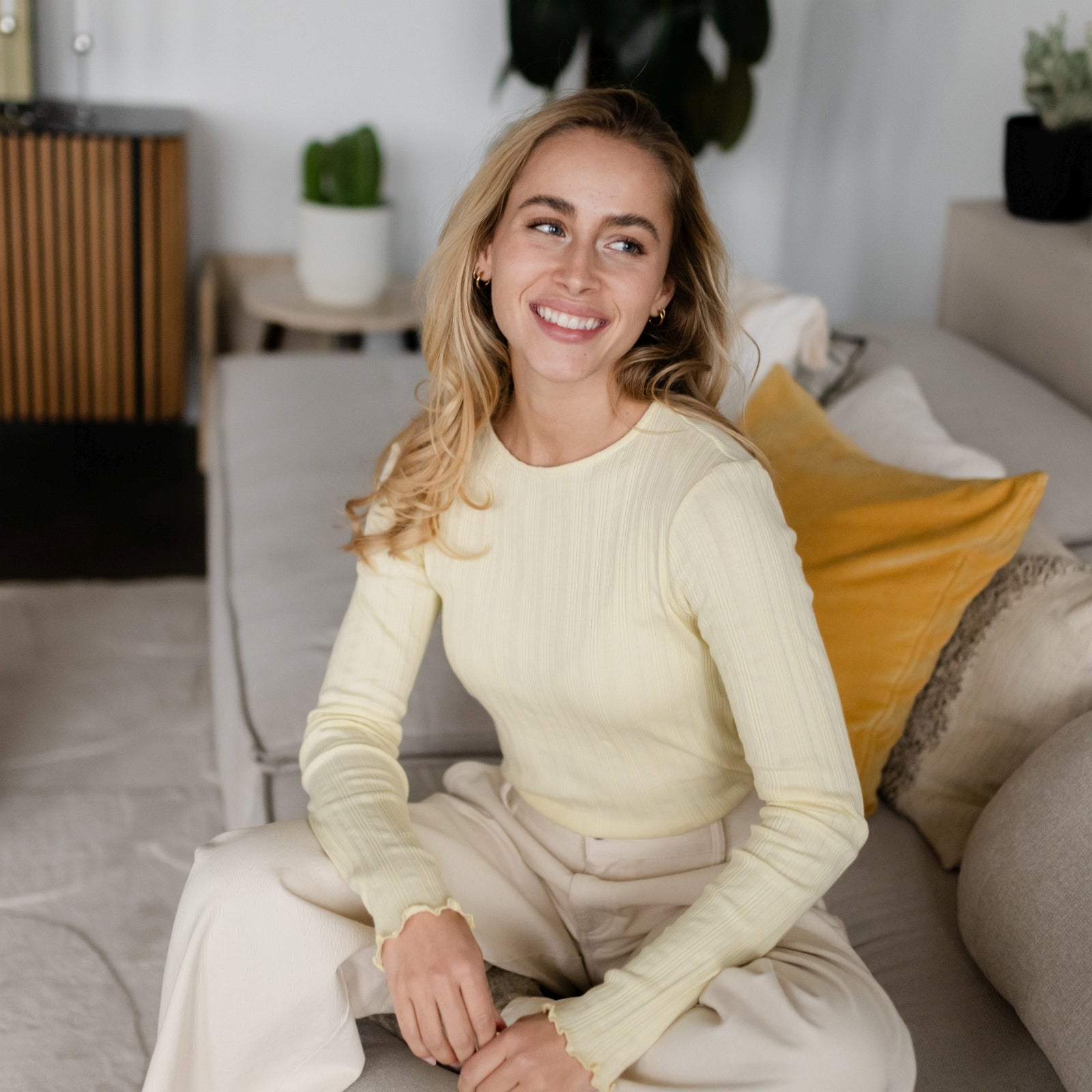 NORDLICHT Maja Langarmshirt Damen Gelb Bio-Baumwolle