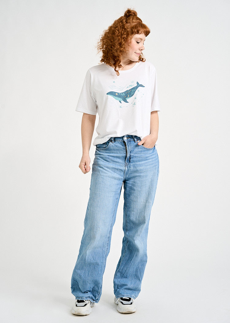 Wijld Woodshirt Tilda Spacewhale Damen T-Shirt Weiß Print