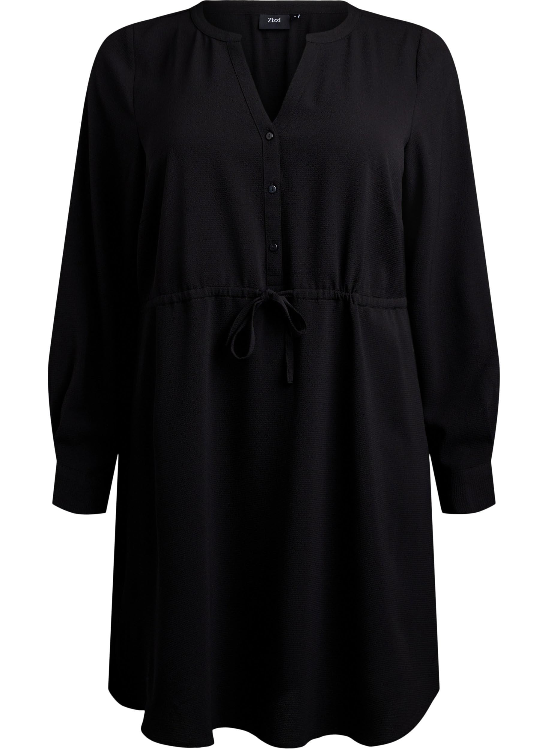 Zizzi Kleid Langarm V-Ausschnitt Bindegürtel 42-60